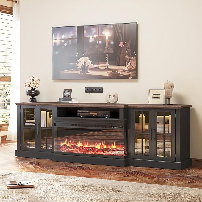87" Farmhouse TV Stand with 36" Fireplace