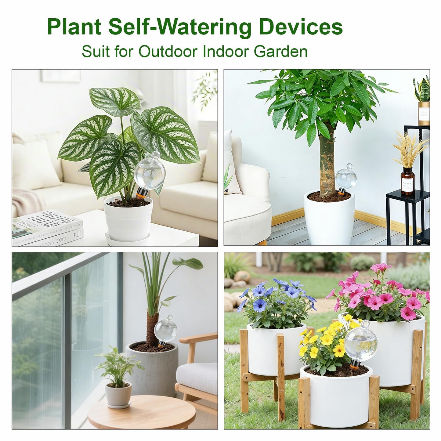 HSHATJSJSY 2 Pcs Plant Self Watering Globes with Covers，Self Watering Planter Insert,Automatic Plant Waterer Indoor ，17.5 oz Watering Bulbs with Terracotta Watering Spikes with Shovel(clera)