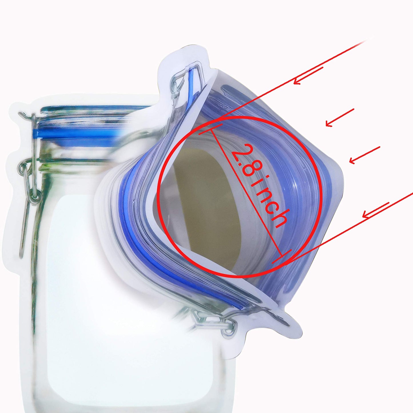 laffeya 20Pack 1000ml (9.7 * 6.6 * 4.7inch) Reusable Mason Jar Bags for Candy & Snacks - Leakproof Storage & Display