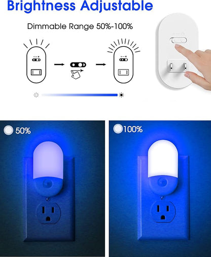 L LOHAS LED Blue Night Light, Night Lights Plug into Wall[2 Pack], 0.6W LED Nightlight, Dusk to Dawn Sensor, 30/60LM Adjustable Brightness, Automatic Night Light for Kid, Bathroom, Nursery, Hallway