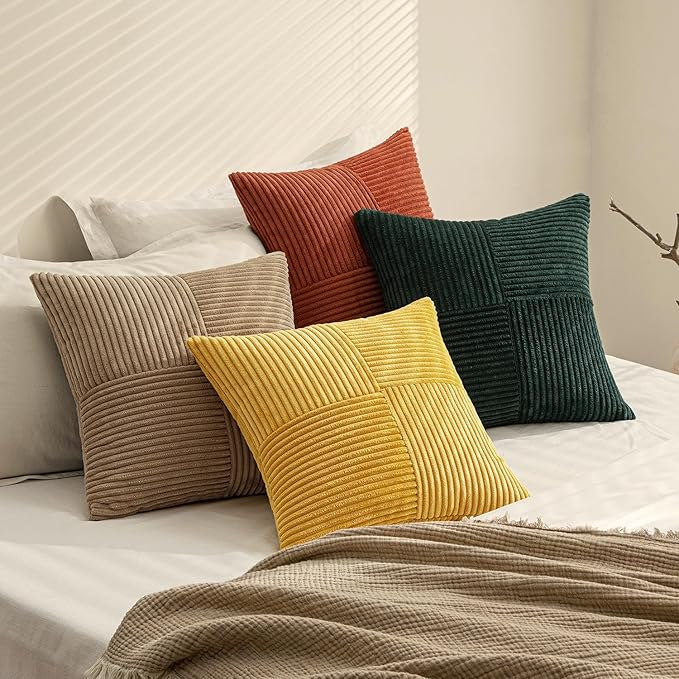 MIULEE Green Rust Throw Pillow Covers 18x18 Inch Set of 4 Boho Farmhouse Soft
