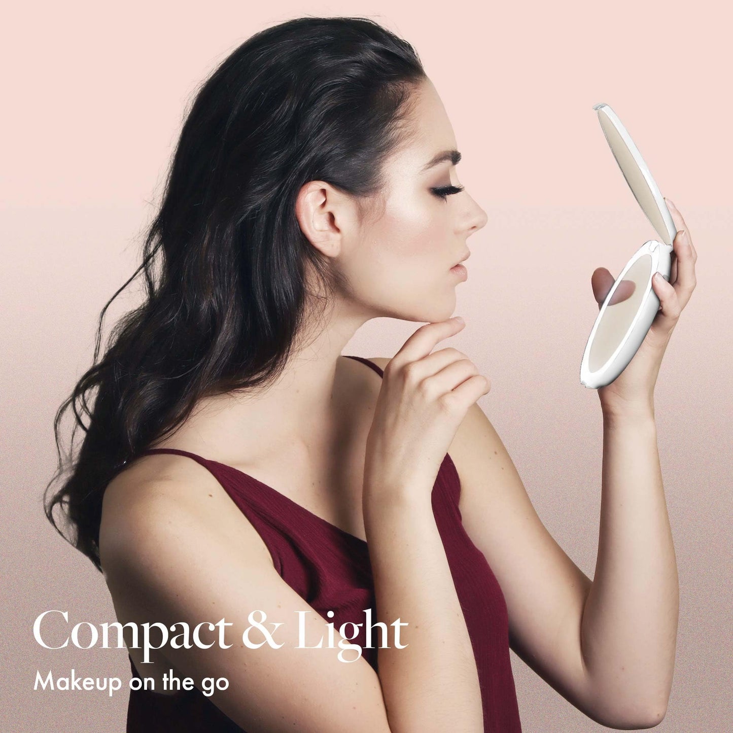 Fancii LED Lighted Travel Makeup Mirror, 1x/10x Magnification - Daylight LED, Compact, Portable, Large 5" Wide Illuminated Folding Mirror (Lumi) (White)
