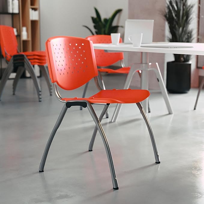 Flash Furniture HERCULES Series 880 lb. Capacity Orange Plastic Stack Chair