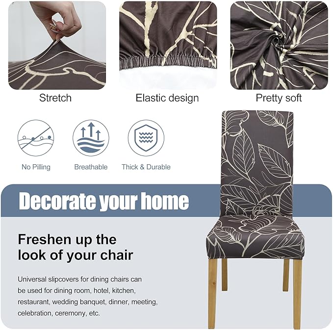 BIETYONE Stretch Dining Chair Covers Set of 8, Soft Removable Washable Kitchen