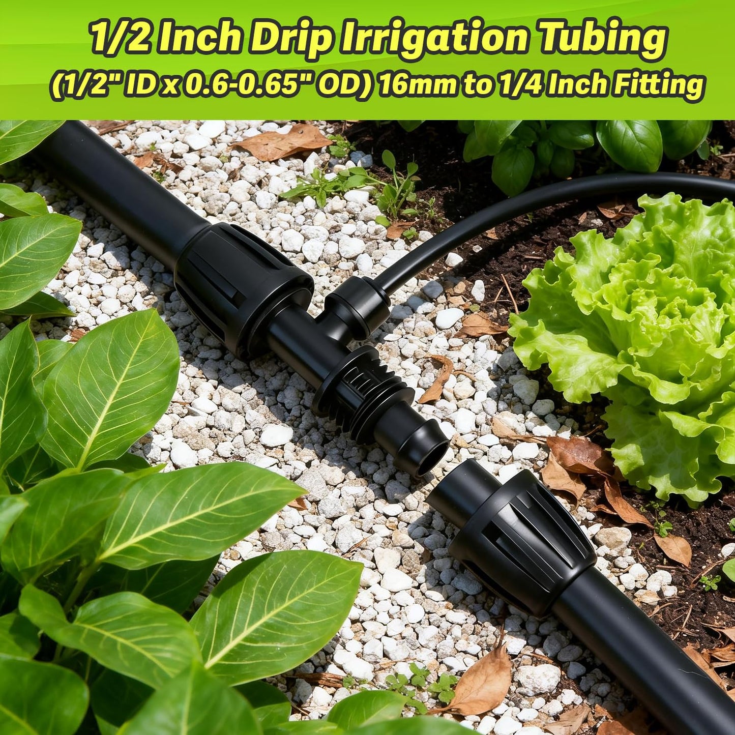 Copadri 6 Pcs Barbed Tee 1/2 Inch To 1/4 Inch Irrigation Tubing Fittings, 1/2 Inch(1/2" ID x 0.65" OD) To 1/4 Inch Quick Connect Irrigation Adapter 16mm Hose Locked T Reducer To 1/4" Water Line