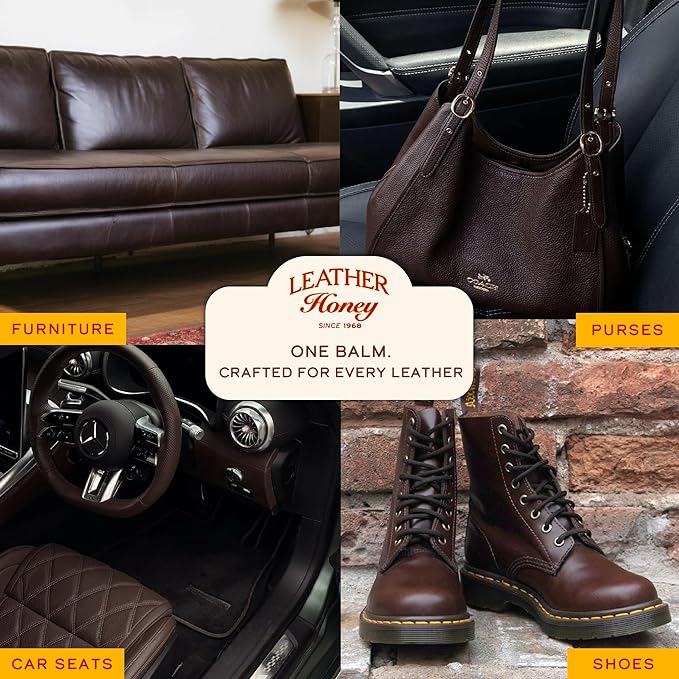 Leather Honey Brown Recoloring Balm: Color Restorer and Scratch/Scuff Remover