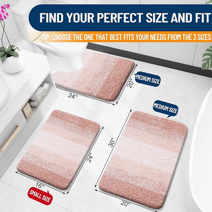 OLANLY Large Bathroom Rugs Mat 54x24, Extra Soft Absorbent Microfiber Bath Rugs, Rubber Backing, Quick Dry, Machine Washable Bath Mats for Bathroom Floor, Tub and Shower, Home Decor Accessories, Peach
