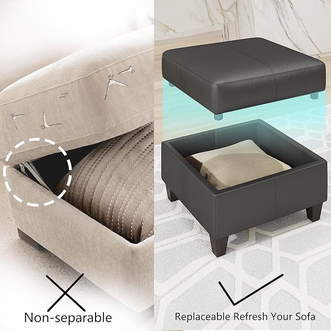 EASE MOOSE Armrest Module for Modular Sectional Sofa, Faux Leather Side