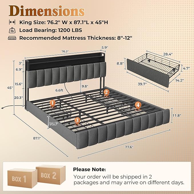 PRAISUN Bed Frame King Size