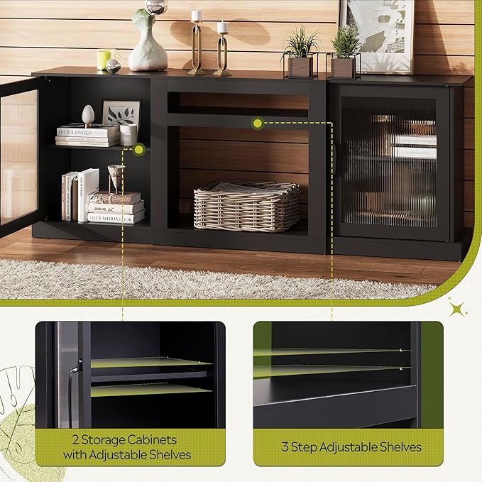 WLIVE Farmhouse TV Stand for 75 inch TV, Entertainment Center