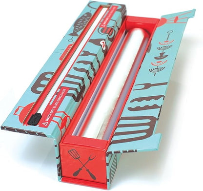 ChicWrap BBQ Tools Refillable Foil Dispenser - One 12"x 30' Roll of Professional Grade Aluminum Foil - Reusable Dispenser w/Slide Cutter - Kosher Certified - Reduces Waste & Saves Money