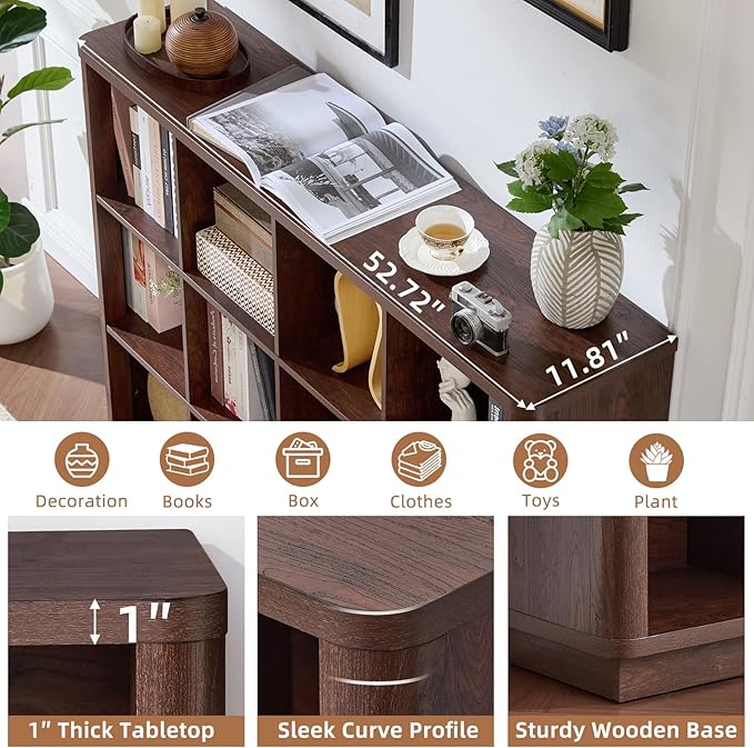 Joaxswe 12 Cube Storage Organizer, Wood Floor Standing 3-Tier Cubby Bookcase