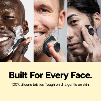 TOOLETRIES Men's Face Scrubber - Premium Silicone Facial Cleansing Brush, Gentle Exfoliator Pad & Soft-Touch Massager - Removes Dead & Dry Skin - Long Lasting Shower Accessories - Sand