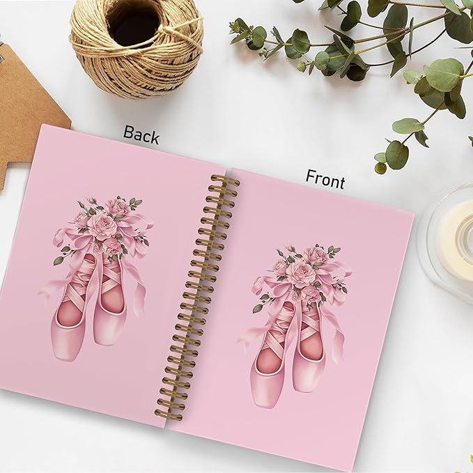Coquette Pink Bow Ballet Dance Spiral Notebook, Dancer Teacher Gifts Journal Notebook, Pink Ballet Gifts Notebooks for School Work, Ballerina Dancing Office Supplies Gifts for Girls Women,5.5x8.3