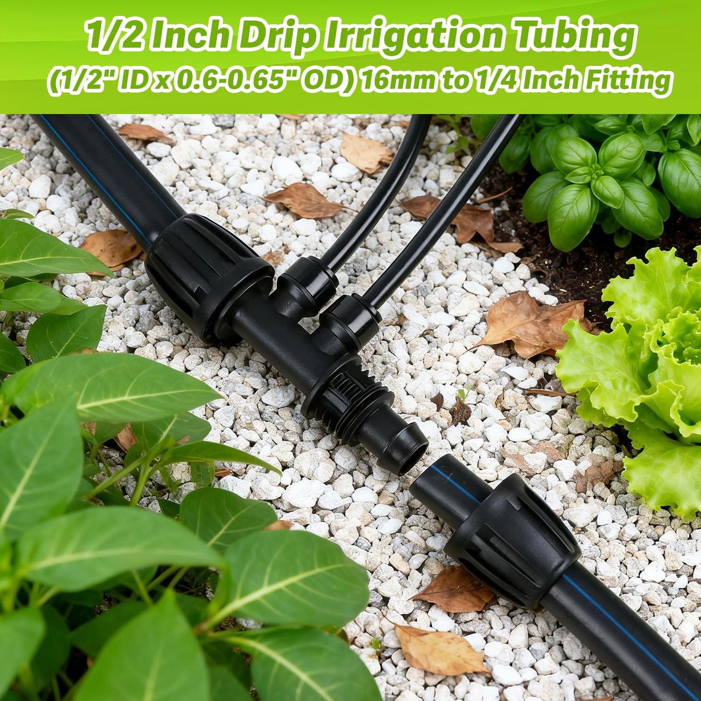 Copadri 6 Pcs Barbed Tee 1/2 Inch To 1/4 Inch Irrigation Tubing Fittings, 1/2 Inch(1/2" ID x 0.65" OD) To 1/4 Inch Quick Connect Irrigation Adapter 16mm Hose Locked T Reducer To 1/4" Water Line