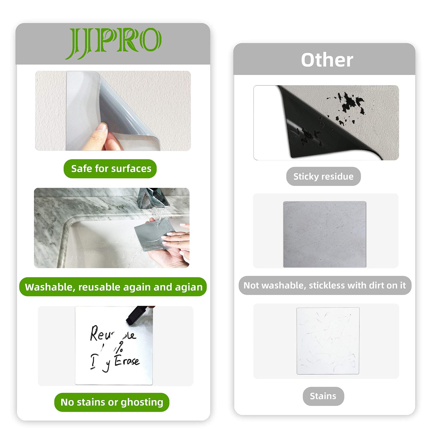 Dry Erase Sticky Notes. Reusable Whiteboard Stickers 4"x4" - 8 Pack. Suitable for All Smooth Surface. Great for Labels, Lists, Reminders and Decals. No Paper Post Notes Again, Its Washable, Removable
