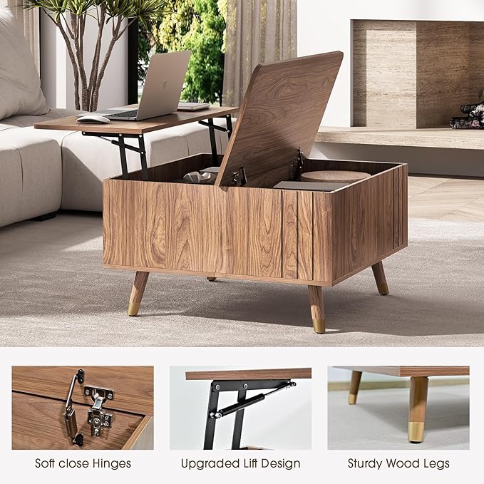 JOINICE 32" Square Lift Top Coffee Table