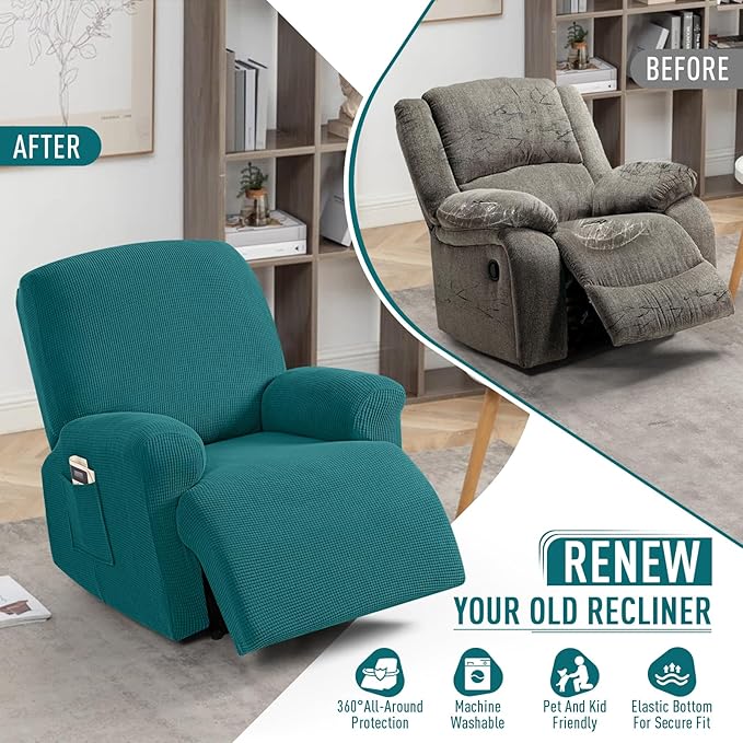 TAOCOCO Recliner Cover 4-Pieces, Recliner Stretch Sofa Slipcover, Recliner