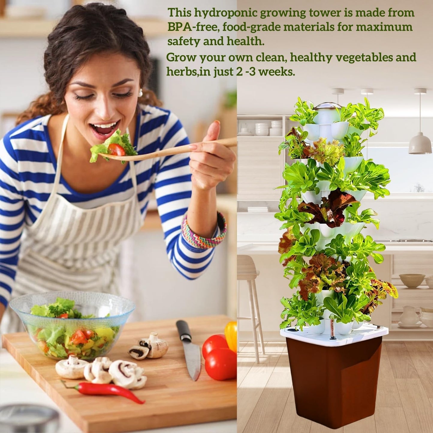 Hydroponic Growing System Kit – Indoor Vertical Hydroponic Garden Tower, 35 Planting Pods，Indoor Herb Garden,Lettuce Vegetables Hydroponic Growing Kit