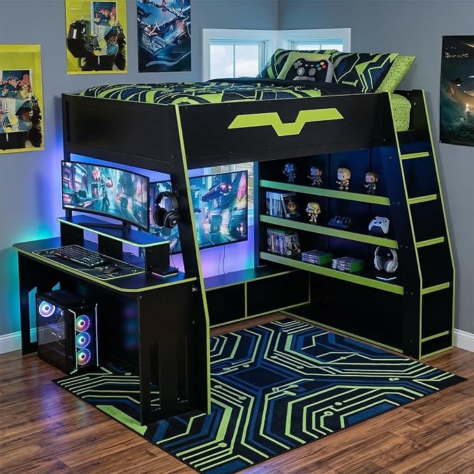 Full Size Wood Esports Loft Bed