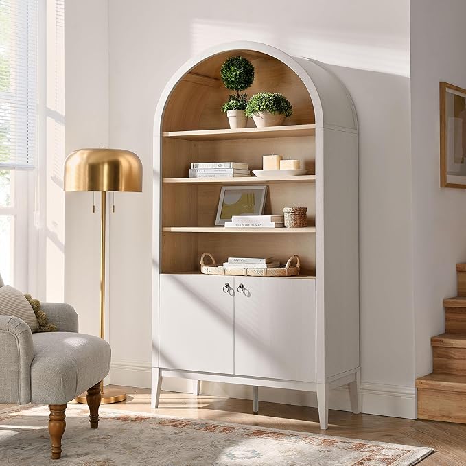 Modway Nolan Tall Arched Storage Display Cabinet in Ivory