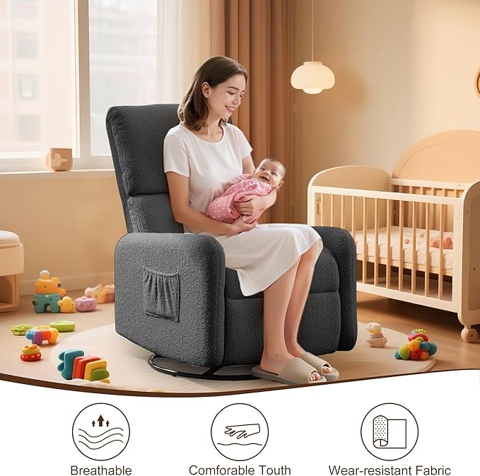 Korser 360° Rocking Chair, Nursery Rocker Chair