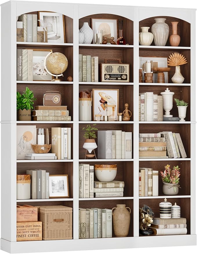FACBOTALL 71" Triple Wide Bookshelf, 6 Tier Tall Bookshelf, Large Bookcase