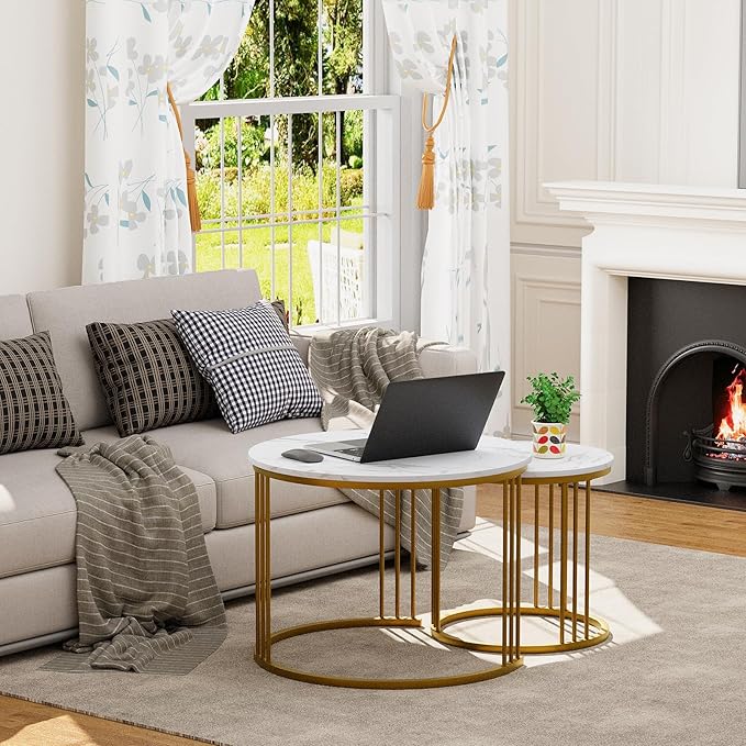 Garden 4 you Coffee Table Faux Marble Nesting Table