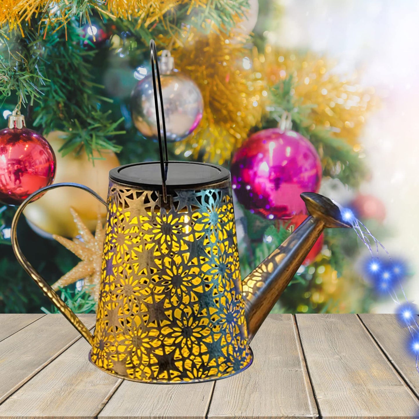Solar Watering Can Lights,Large Retro Metal Hanging Solar Lights Outdoor Waterproof, Birthday Gifts for Women Mom Grandma Garden Decor Yard Light LED Decoration Outside for Porch Lawn Patio