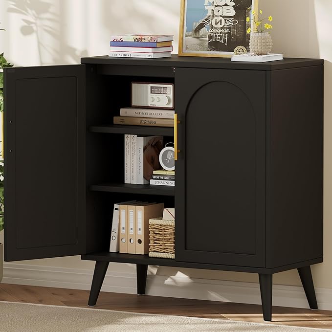Keehusux 15.7" D Black Buffet Cabinet