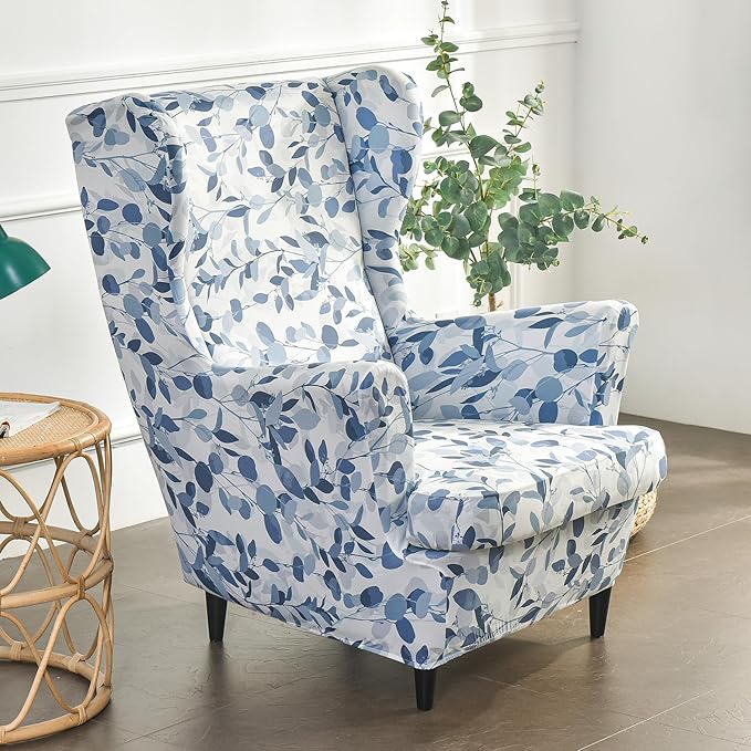HAOYONG Wing Chair Slipcovers Printed Wingback Chair Covers 2 Pieces Wingback