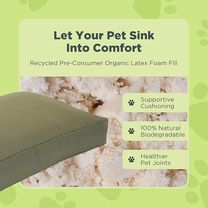 Medium - 36 x 24 x 5 - Black Premium Org Hemp Dog Bed - Organic Latex Fill - Removeable Cover