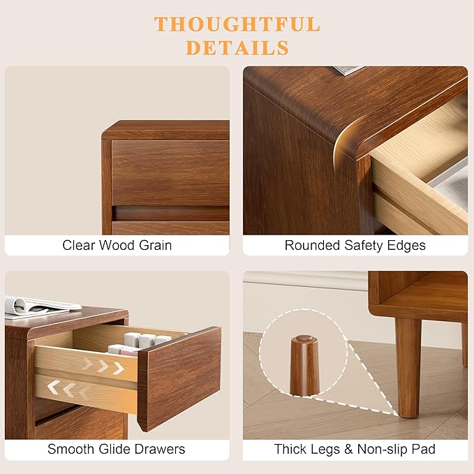 Narrow Nightstand 2 Drawers