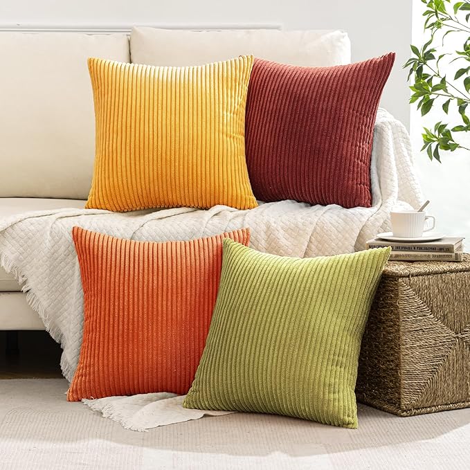 MIULEE Decorative Throw Pillow Covers 18x18 Inch Set of 4, Vibrant Cushion