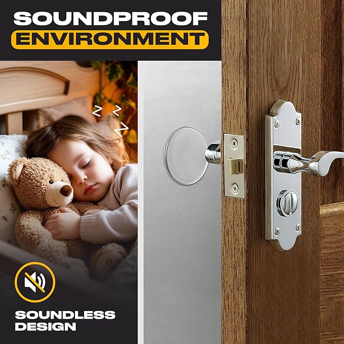 Clear Door Stoppers X-Large 5" (3 Pack) - Door Stoppers for Wall with Strong Back Adhesive - Quiet and Shock Absorbent Silicone Wall Protectors from Door Knobs - Protects Every Surface