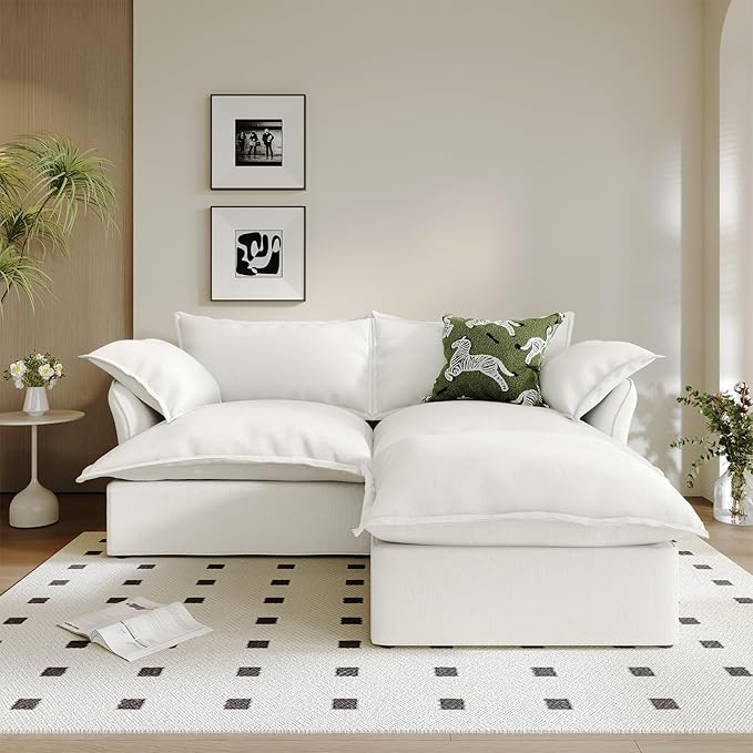 2 Seat with Ottoman L Shape Modular Sectional Couch Sofa