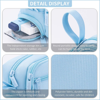 HVOMO Large Pencil Case High Capacity Holder Box Storage bag Desk Organizer Marker Pouch Pen For Middle School Office College Adult Girl and Boy(Blue)