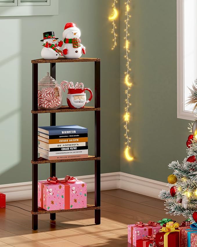 TUTOTAK Corner Shelf, 4-Tier Corner Bookshelf