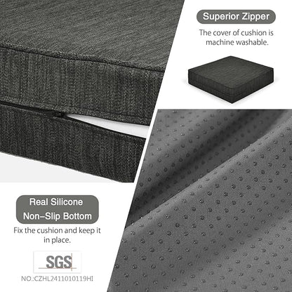 baibu Dual-Layer Gel Memory Foam Recliner Cushions for Elderly, 18x18x4 Inch Thick Non-Slip Recliner Seat Cushion Suitable for Couches, Armchair, Wheelchair, Black,1PC