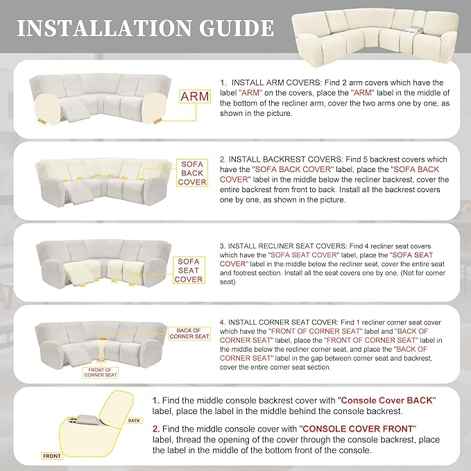 100% Waterproof Sectional Recliner Couch Covers
