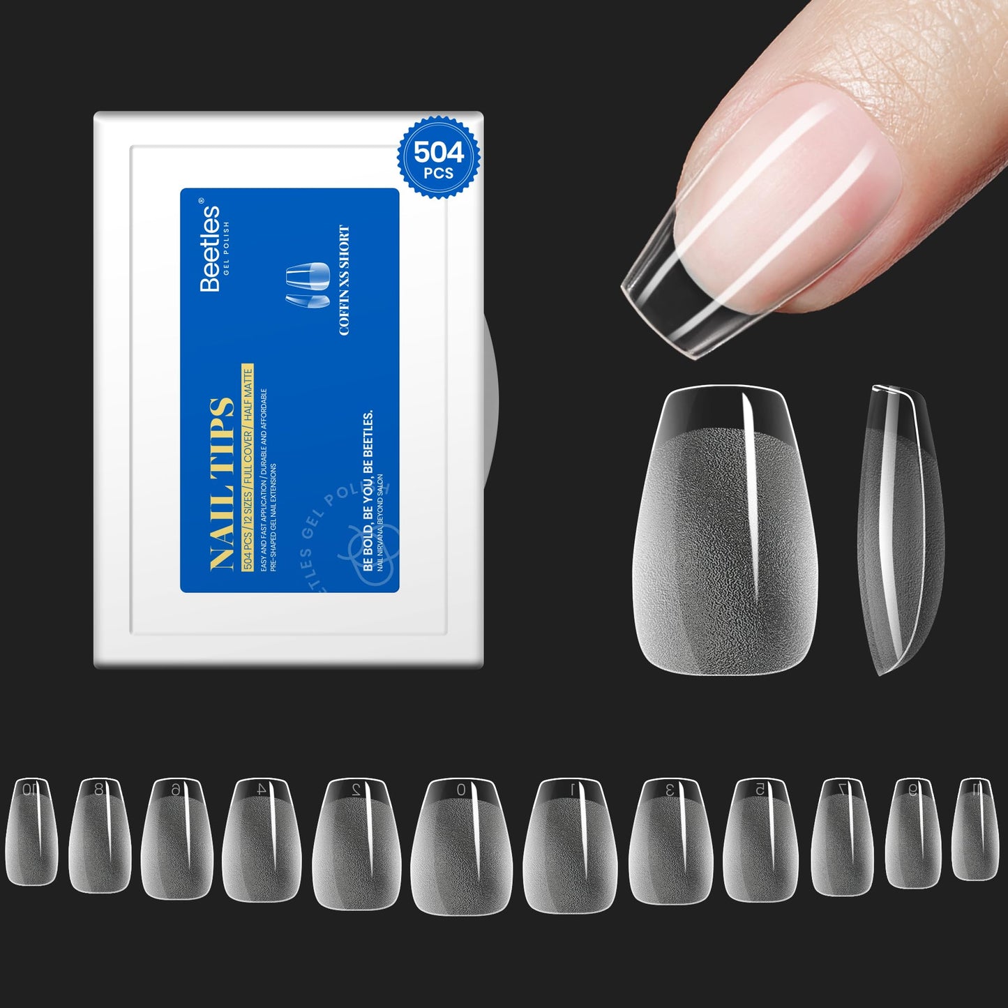 Beetles Gel Nail Kit Short Almond, 240Pcs Easy Nail Extension Set Shaped Clear Tips with 5 in 1 Nail Glue Base & Top Coat and Mini UV Lamp, Nail Tips Art Acrylic Nail Kit Gifts for Women