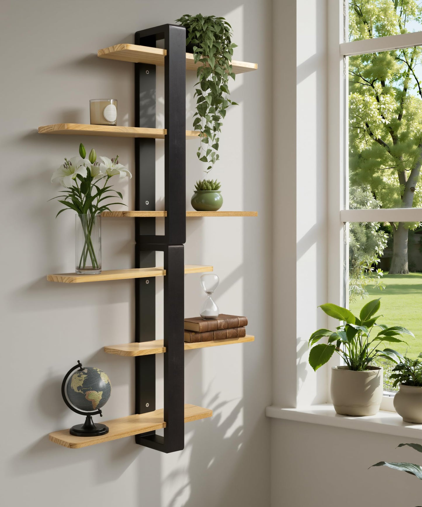 SUMGAR Floating Shelves for Wall Mounted Shelving Unit All Pine Wood 3 Tier Large Shelf for Bedroom Living Room Office Bathroom Home Decoration Storage Plant Photo Display Modern 20in