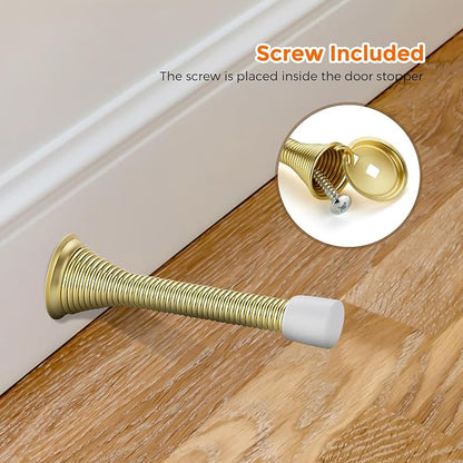 Ravinte Door Stoppers, 6 Pack Gold Spring Door Stops with Rubber Bumper, Door Stoppers for Bottom of Door