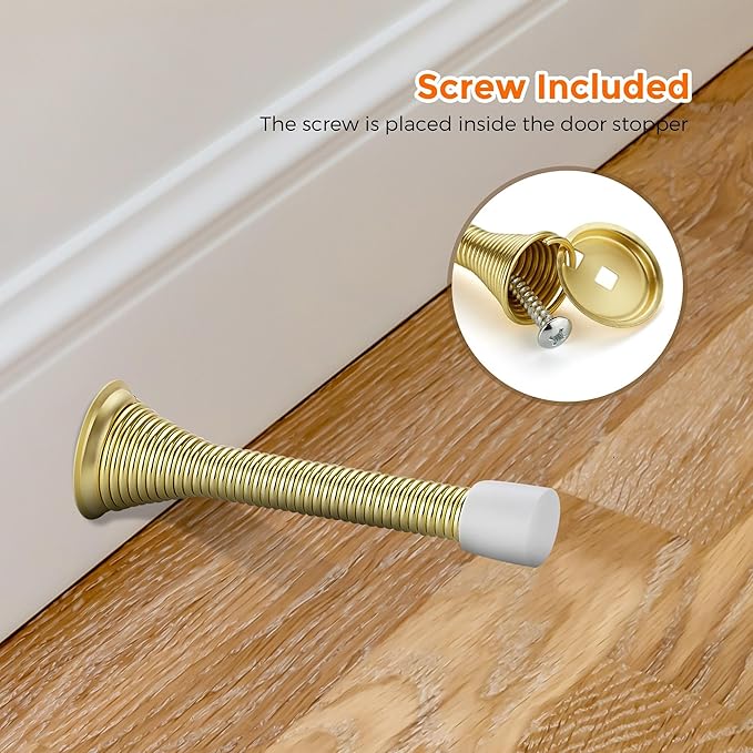 Ravinte Door Stoppers, 48 Pack Gold Spring Door Stops with Rubber Bumper, Door Stoppers for Bottom of Door