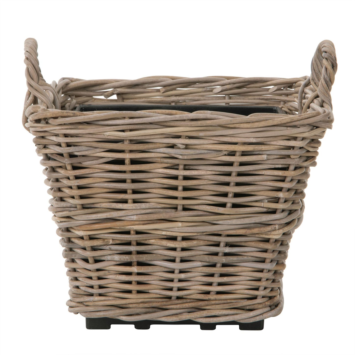 Kouboo Rectangular Rattan Planter Basket 1.25 Gallon Capacity Plastic Pot Liner with Drain Holes Included No Saucer Indoor and Outdoor Use