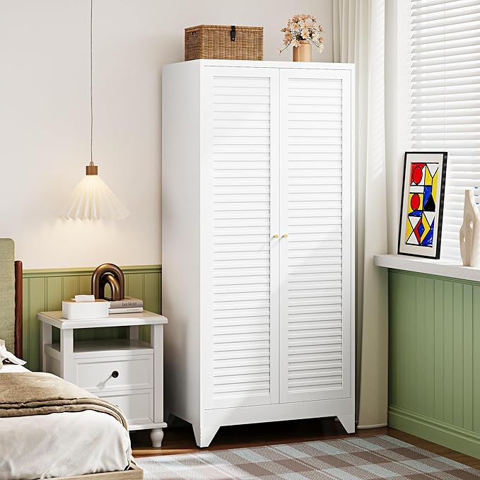Letaya Armoire Wardrobe Closet, Hanging Rod Clothing Storage Cabinets