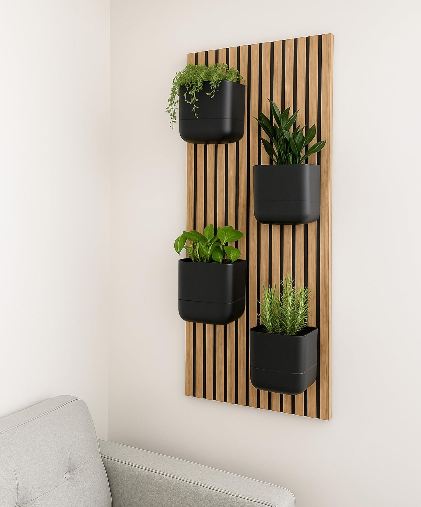 Phoenix Vine 6.5 Inch Wall Mounted Self-Watering Planter Pot for Indoor Houseplants and Herbs | Hanging Planter for Window Sills, Bathroom Walls, Home & Office Décor, Black, Set of 3, 01-C-E-3