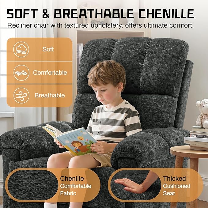 Korser Recliner Chair, Swivel Rocker Recliner Chair