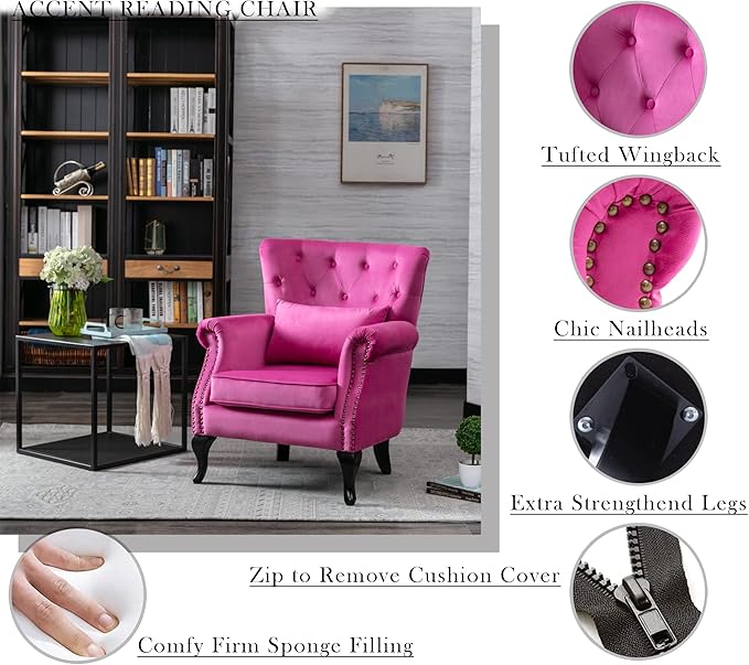 Mid Century Modern Accent Chair Upholstered Armchair Comfy Velvet Fabric Single