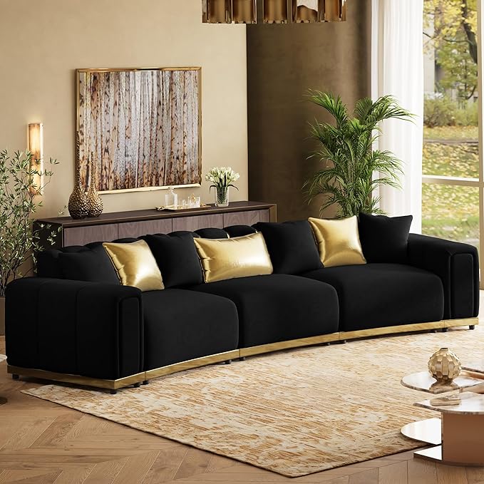 145" Oversized Velvet Chesterfield Sofa Sectional Couch